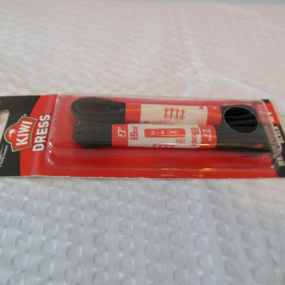 Kiwi black dress shoe laces 27" waxed round laces 2 pair in pkg NIP NEW unused - Picture 4 of 5